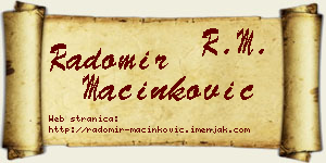 Radomir Mačinković vizit kartica